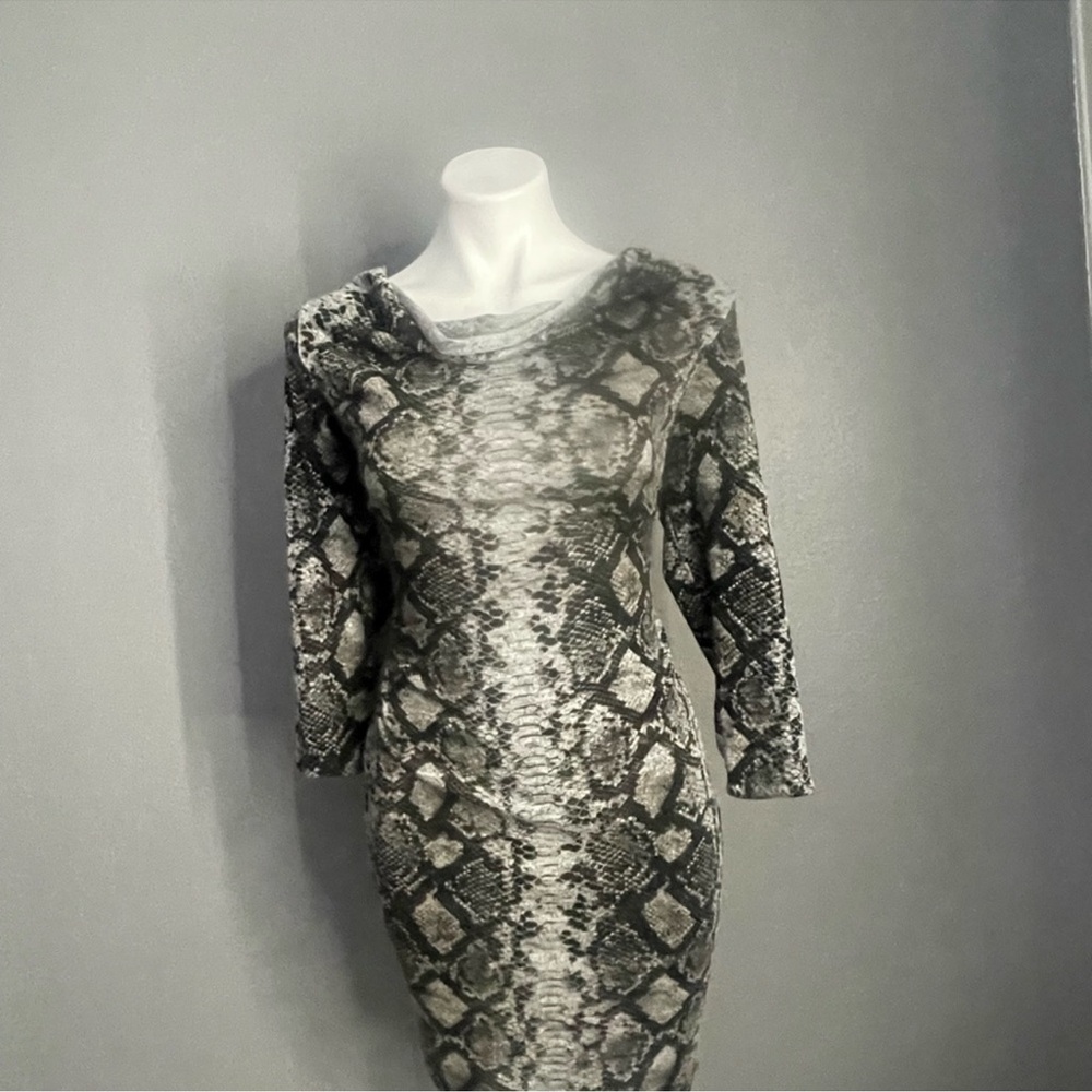 Michael Kors Black and Gray Snake Print Dress